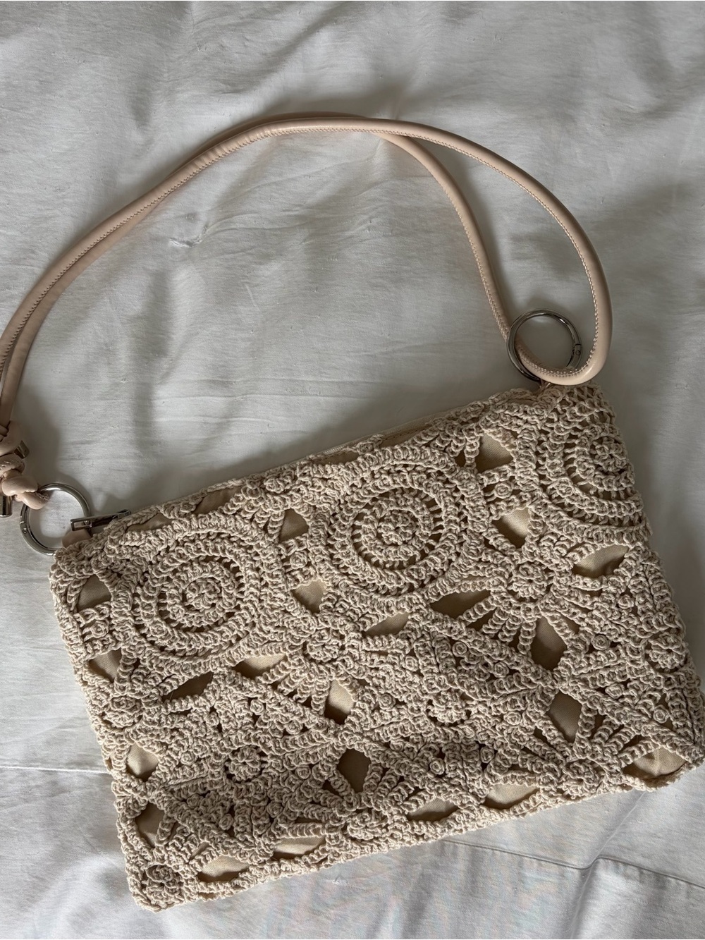 Cream Crochet Shoulder Bag